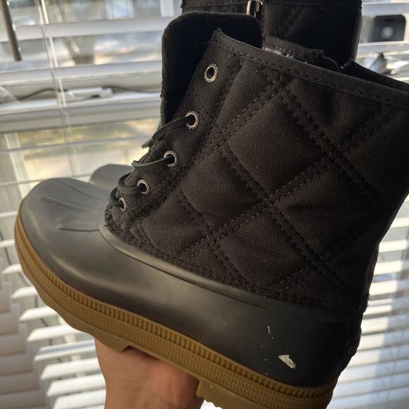 Sperry Saltwater Womens Size 9W Black Waterproof Quilted Duck Boots Shoes - Picture 2 of 16